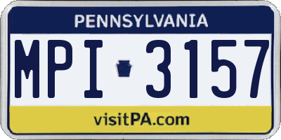 PA license plate MPI3157