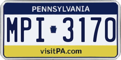 PA license plate MPI3170