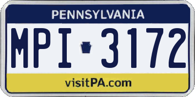 PA license plate MPI3172