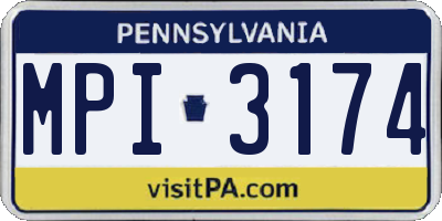 PA license plate MPI3174
