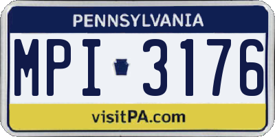 PA license plate MPI3176