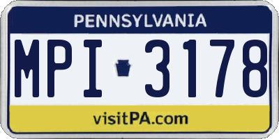 PA license plate MPI3178