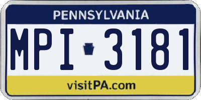 PA license plate MPI3181