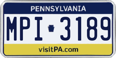 PA license plate MPI3189