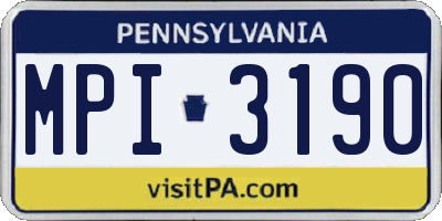 PA license plate MPI3190