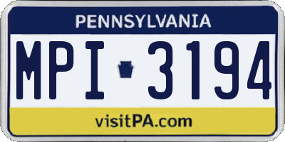 PA license plate MPI3194