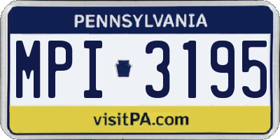 PA license plate MPI3195