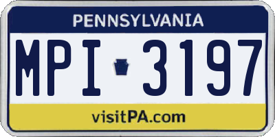 PA license plate MPI3197
