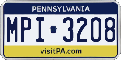 PA license plate MPI3208