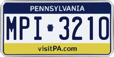 PA license plate MPI3210