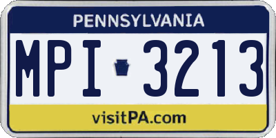 PA license plate MPI3213