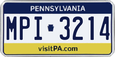 PA license plate MPI3214