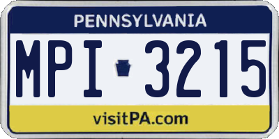 PA license plate MPI3215