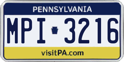 PA license plate MPI3216