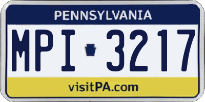 PA license plate MPI3217
