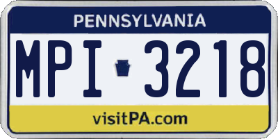 PA license plate MPI3218