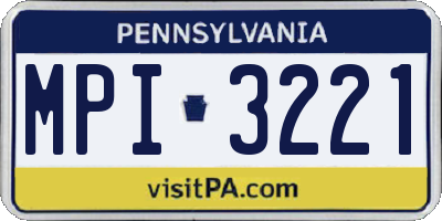 PA license plate MPI3221