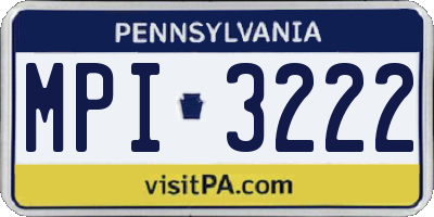 PA license plate MPI3222