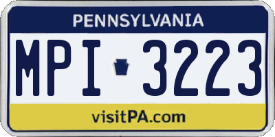 PA license plate MPI3223