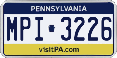 PA license plate MPI3226