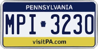 PA license plate MPI3230