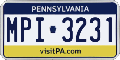 PA license plate MPI3231