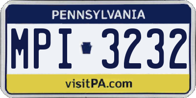 PA license plate MPI3232