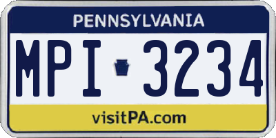 PA license plate MPI3234