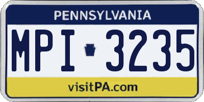 PA license plate MPI3235