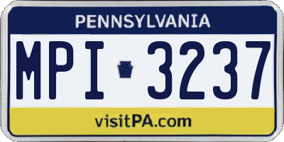 PA license plate MPI3237
