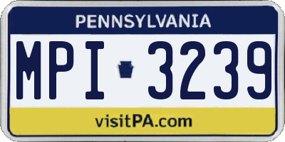 PA license plate MPI3239