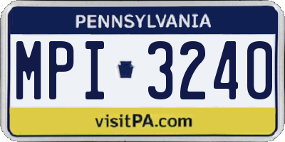PA license plate MPI3240