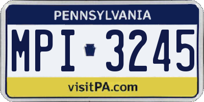 PA license plate MPI3245