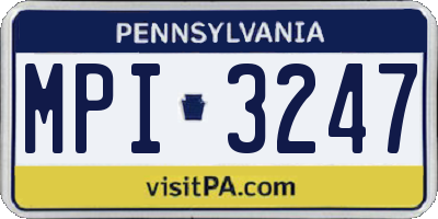 PA license plate MPI3247