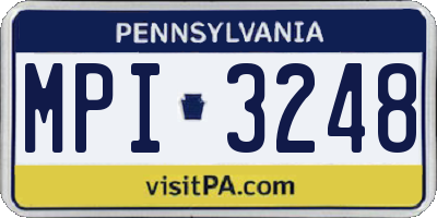 PA license plate MPI3248