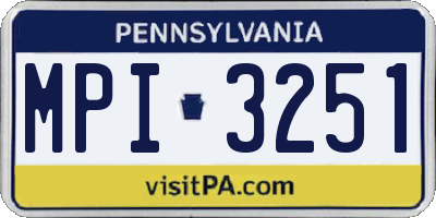 PA license plate MPI3251