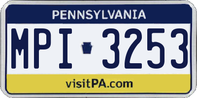 PA license plate MPI3253