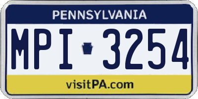 PA license plate MPI3254