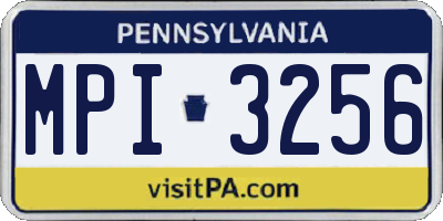 PA license plate MPI3256