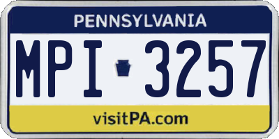 PA license plate MPI3257