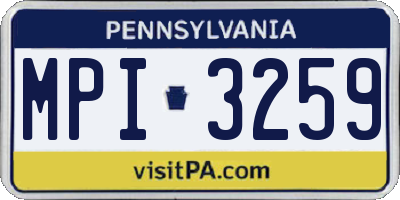 PA license plate MPI3259