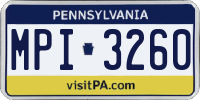 PA license plate MPI3260
