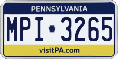PA license plate MPI3265