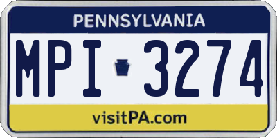 PA license plate MPI3274