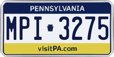 PA license plate MPI3275