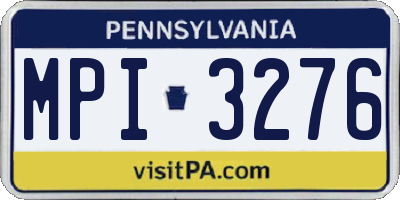 PA license plate MPI3276