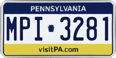 PA license plate MPI3281