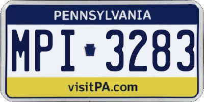 PA license plate MPI3283