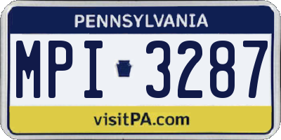 PA license plate MPI3287