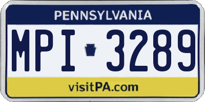 PA license plate MPI3289